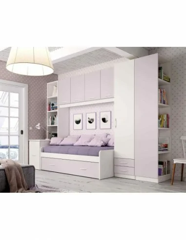 Dormitorio juvenil a medida con literas camas abatibles armarios y diferentes colores (18)