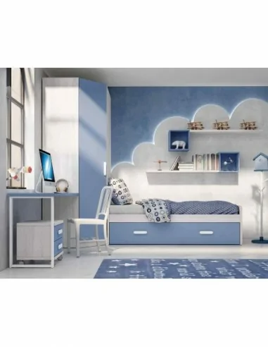 Dormitorio juvenil a medida con literas camas abatibles armarios y diferentes colores (20)