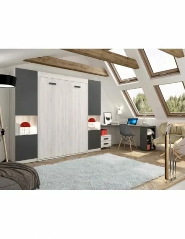 Dormitorio juvenil a medida con literas camas abatibles armarios y diferentes colores (22)