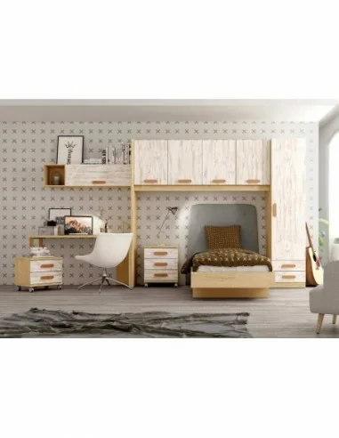 Dormitorio juvenil a medida con literas camas abatibles armarios y diferentes colores (29)