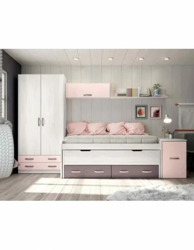 Dormitorio juvenil a medida con literas camas abatibles armarios y diferentes colores (3)