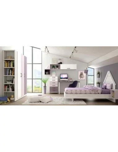 Dormitorio juvenil a medida con literas camas abatibles armarios y diferentes colores (30)