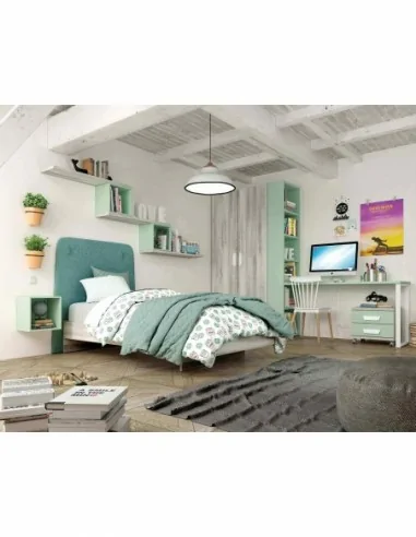 Dormitorio juvenil a medida con literas camas abatibles armarios y diferentes colores (31)