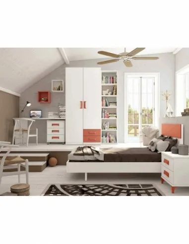 Dormitorio juvenil a medida con literas camas abatibles armarios y diferentes colores (33)