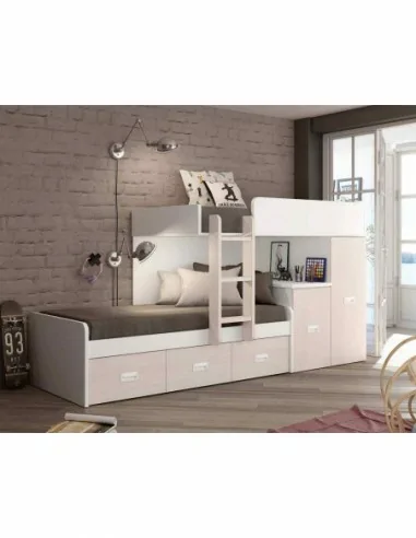 Dormitorio juvenil a medida con literas camas abatibles armarios y diferentes colores (35)