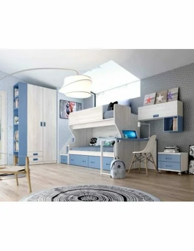 Dormitorio juvenil a medida con literas camas abatibles armarios y diferentes colores (37)