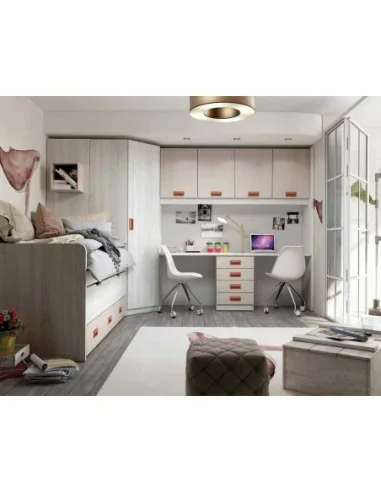 Dormitorio juvenil a medida con literas camas abatibles armarios y diferentes colores (4)