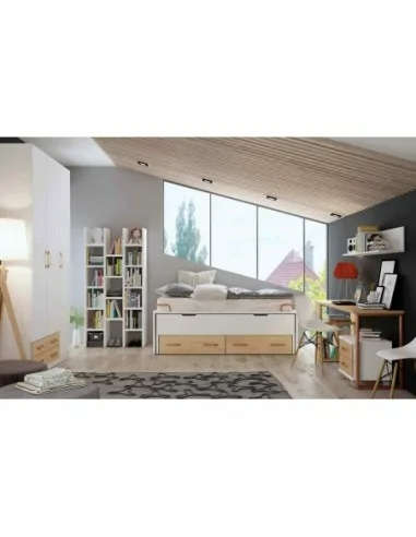 Dormitorio juvenil a medida con literas camas abatibles armarios y diferentes colores (6)