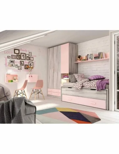 Dormitorio juvenil a medida con literas camas abatibles armarios y diferentes colores (7)
