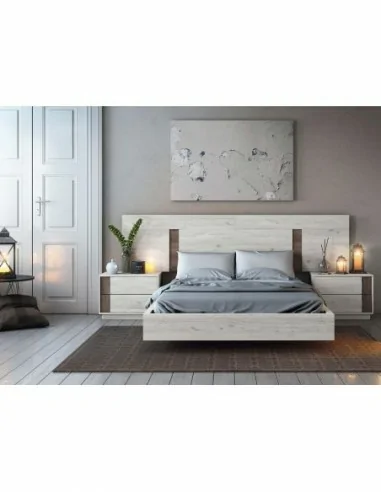 Dormitorio de matrimonio diseño moderno con cabeceros mesitas de noche escritorio a juego comoda (1)