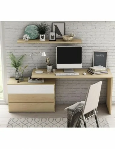 Dormitorio de matrimonio diseño moderno con cabeceros mesitas de noche escritorio a juego comoda (2)