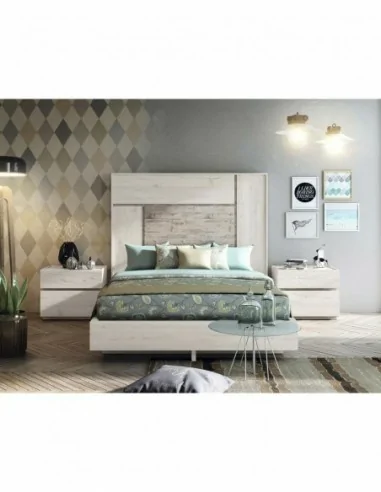 Dormitorio de matrimonio diseño moderno con cabeceros mesitas de noche escritorio a juego comoda (3)