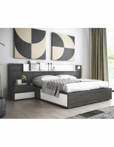 Dormitorio de matrimonio diseño moderno con cabeceros mesitas de noche escritorio a juego comoda (7)