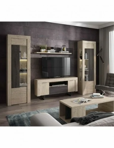 Mueble de salon diseño moderno con vitrinas mezcla de color a eleccion bajo de tv estanteria libreria (1)