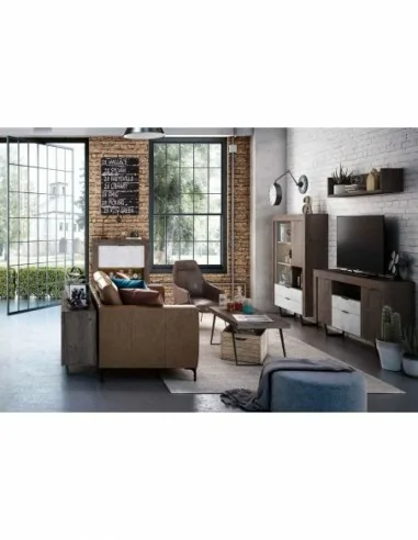 Mueble de salon diseño moderno con vitrinas mezcla de color a eleccion bajo de tv estanteria libreria (3)
