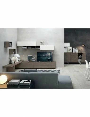 Mueble de salon diseño moderno con vitrinas mezcla de color a eleccion bajo de tv estanteria libreria (9)