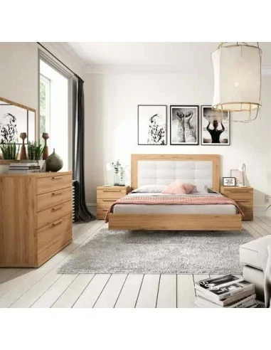 Dormitorio matrimonio diseño nordico con mesitas de noche sinfonier cabecero madera o tapizado (2)