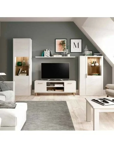 Muebles de salon diseño nordico modular diseño vitrinas paradores mezcla de colores madera (1)