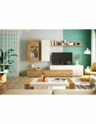 Muebles de salon diseño nordico modular diseño vitrinas paradores mezcla de colores madera (18)