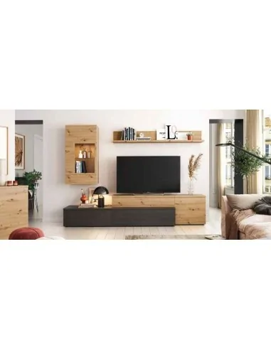 Muebles de salon diseño nordico modular diseño vitrinas paradores mezcla de colores madera (19)