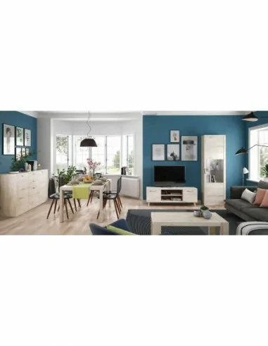 Muebles de salon diseño nordico modular diseño vitrinas paradores mezcla de colores madera (2)