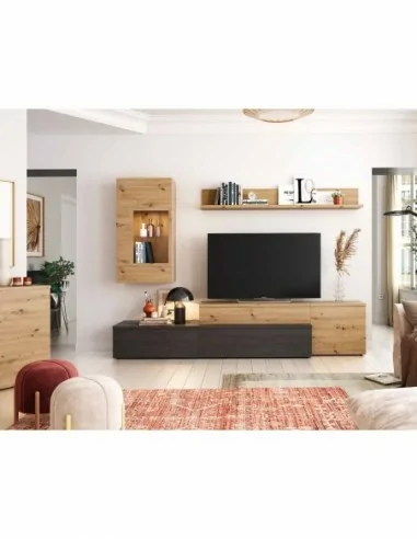 Muebles de salon diseño nordico modular diseño vitrinas paradores mezcla de colores madera (20)