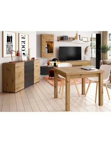 Muebles de salon diseño nordico modular diseño vitrinas paradores mezcla de colores madera (21)