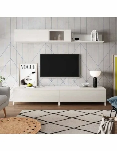 Muebles de salon diseño nordico modular diseño vitrinas paradores mezcla de colores madera (25)