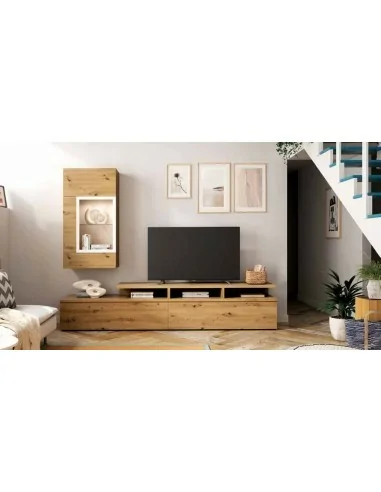Muebles de salon diseño nordico modular diseño vitrinas paradores mezcla de colores madera (26)