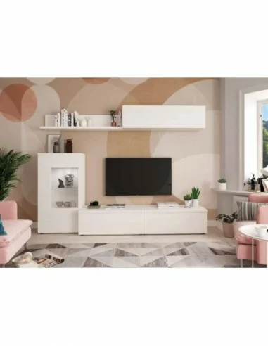Muebles de salon diseño nordico modular diseño vitrinas paradores mezcla de colores madera (31)