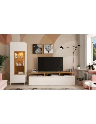 Muebles de salon diseño nordico modular diseño vitrinas paradores mezcla de colores madera (32)