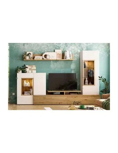 Muebles de salon diseño nordico modular diseño vitrinas paradores mezcla de colores madera (39)