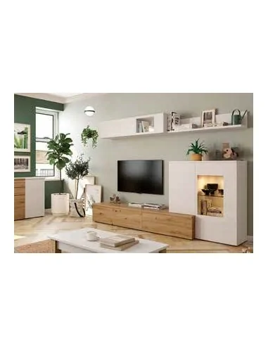 Muebles de salon diseño nordico modular diseño vitrinas paradores mezcla de colores madera (41)