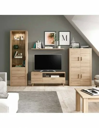Muebles de salon diseño nordico modular diseño vitrinas paradores mezcla de colores madera (6)