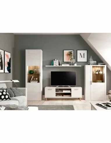 Muebles de salon diseño nordico modular diseño vitrinas paradores mezcla de colores madera (7)