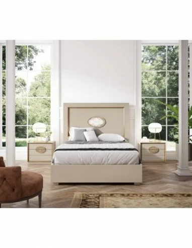 Dormitorio de matrimonio diseño moderno con colores personalizados cabecero mesita de noche comodaS (1)