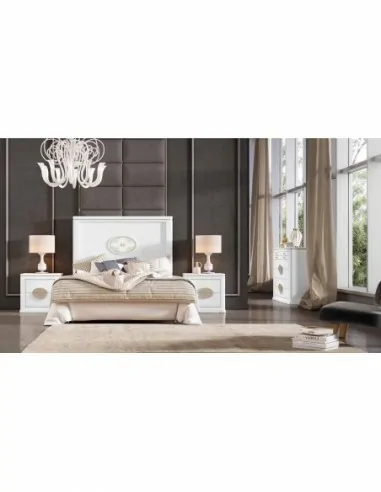 Dormitorio de matrimonio diseño moderno con colores personalizados cabecero mesita de noche comodaS (10)