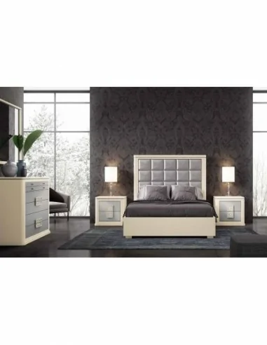 Dormitorio de matrimonio diseño moderno con colores personalizados cabecero mesita de noche comodaS (11)