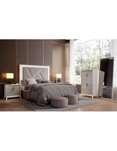 Dormitorio de matrimonio diseño moderno con colores personalizados cabecero mesita de noche comodaS (3)