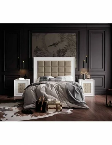 Dormitorio de matrimonio diseño moderno con colores personalizados cabecero mesita de noche comodaS (4)