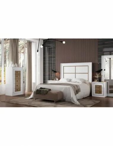 Dormitorio de matrimonio diseño moderno con colores personalizados cabecero mesita de noche comodaS (5)