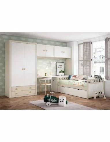 Dormitorio juvenil a medida con escritorio cabeceros camas nido con armario a conjunto (12)