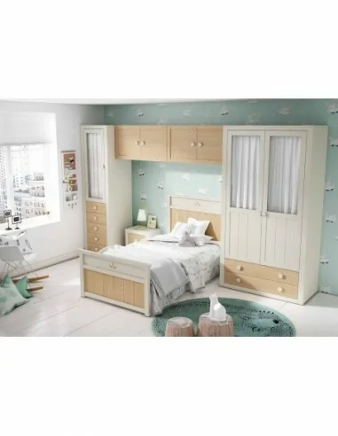 Dormitorio juvenil a medida con escritorio cabeceros camas nido con armario a conjunto (14)