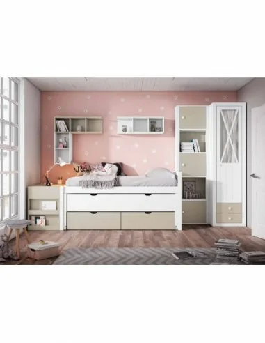Dormitorio juvenil a medida con escritorio cabeceros camas nido con armario a conjunto (6)