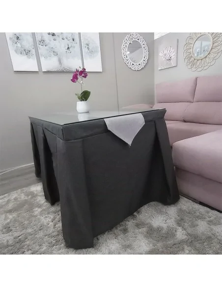 Ropa de Mesa Color Gris Marengo Antimanchas con Camino