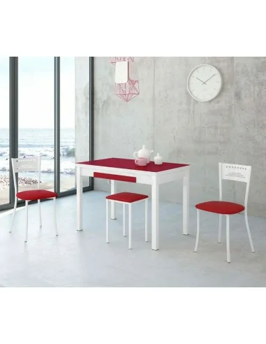 Mesa en Aluminio Extensible con Tapa de Cristal Roja Varias Medidas