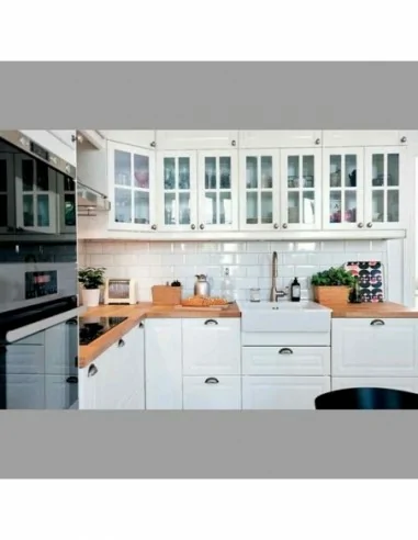 Cocina blanca plafon elegante lacada polilaminado blanca vitrinas clasica