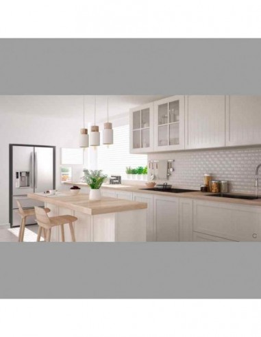 Cocina blanca plafon elegante lacada...