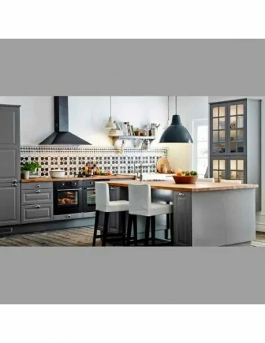 Cocina blanca plafon elegante lacada polilaminado gris grafiro vitrina
