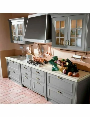 Cocina blanca plafon elegante lacada polilaminado gris vitrina